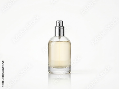 Elegant Glass Perfume Bottle with Minimalist Design on White Background for Beauty Products
