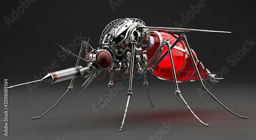 Mosquito with red blood in its body