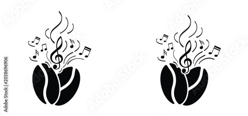 Cuadro en lienzo Roasted coffee beans and musical note