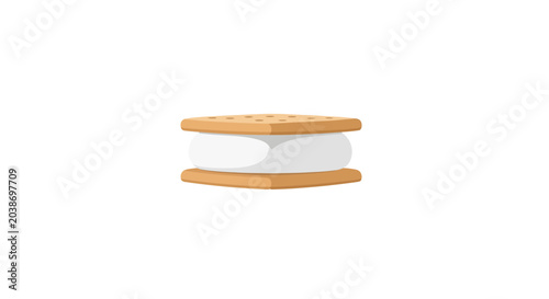 Minimalist S'more Illustration with Graham Cracker and Marshmallow