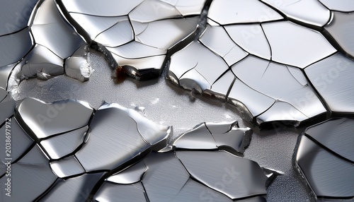 Extreme Closeup Of A Crack In A Glossy White Painted Surface With Silver Underneath