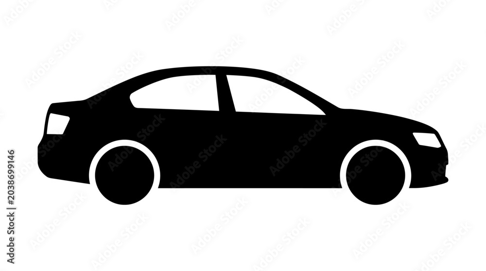Fototapeta premium Black car silhouette on white background vector illustration