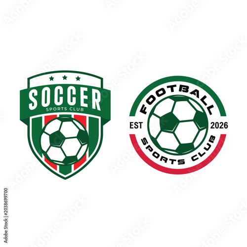 Vector Soccer and Football Sports Club Badge Logos Set