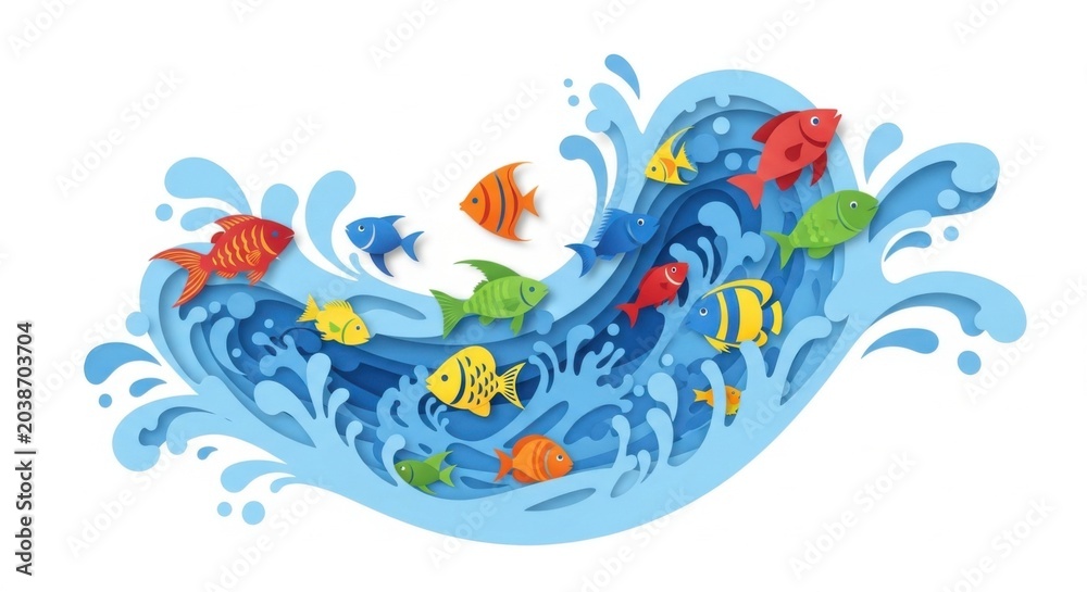 Fototapeta premium colorful fish swimming in wave