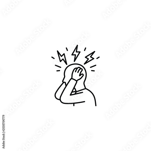 фотографія A person experiences a headache with lightning bolts above their head