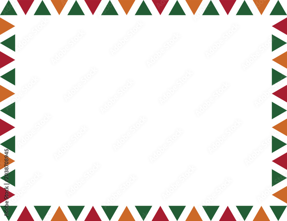 Obraz premium Rectangular frame with alternating red, green, and orange triangle pattern