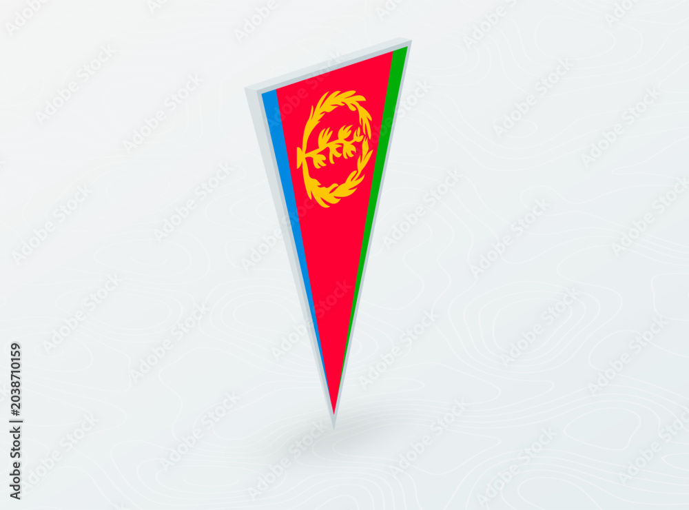 Obraz premium 3D Flag of Eritrea in Triangular Pin Shape on Abstract Background