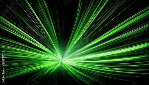 Vibrant Green Streaks Blaze Across A Deep Black Background