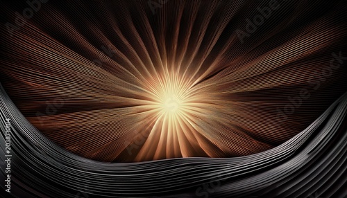 Black Sunburst Over Abstract Waves Simplified Graphic Design