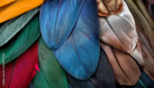 Colorful Feathers In Various Styles And Designs