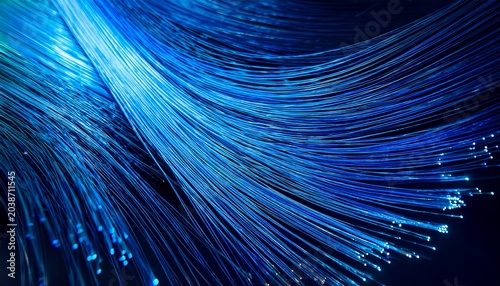 Abstract Blue Fiber Optic Cables Background