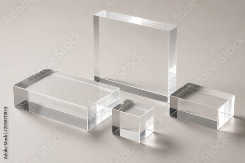 Minimal Acrylic Blocks On Neutral Background