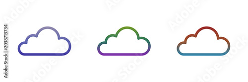Three colorful gradient cloud icons with outline style