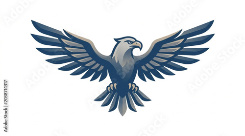 Canvas Print Majestic Eagle Spreading Wings Illustration.
