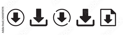 Photos Selection of black download vector symbols featuring circles folders and arrows on transparent background