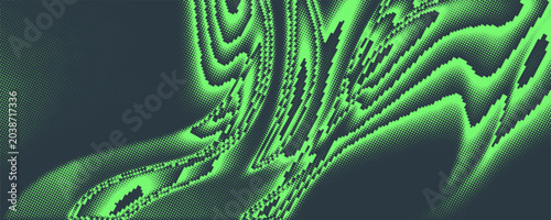 Canvas-taulu Rounded Dashes Halftone Pattern Smooth Wavy Shape Vector Turquoise Abstract Background