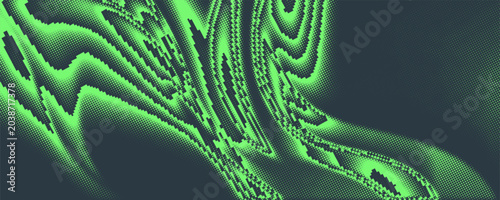 Fényképezés Rounded Dashes Halftone Pattern Smooth Wavy Shape Vector Turquoise Abstract Background