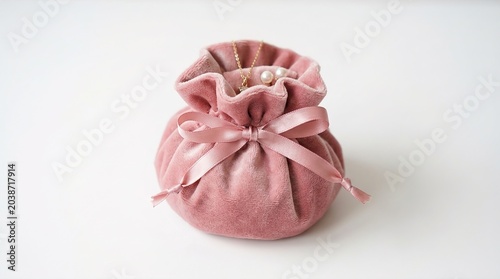 Soft Pink Velvet Drawstring Pouch for Jewelry Storage, Travel, and Elegant Gift Packaging Use
