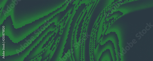 Bild auf Leinwand Rounded Dashes Halftone Pattern Smooth Wavy Shape Vector Turquoise Abstract Background
