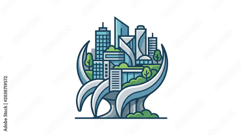 Obraz premium Modern Cityscape Protected by Caring Hands.