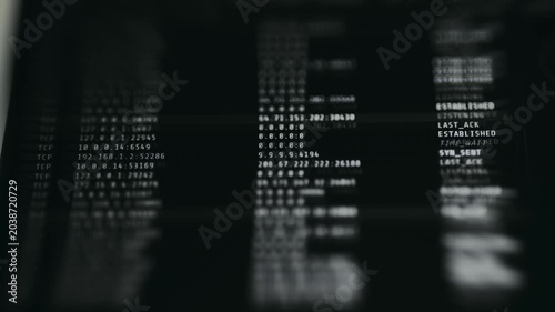 Command-line interface showing active network connections and their states