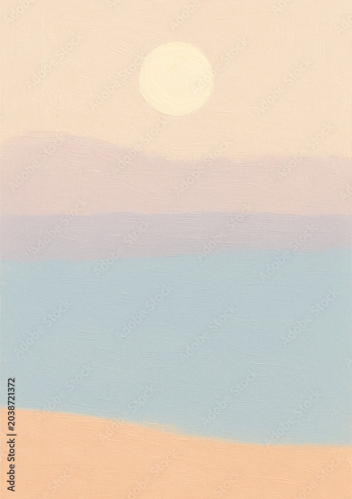 Obraz premium Minimalist pastel landscape wallpaper.