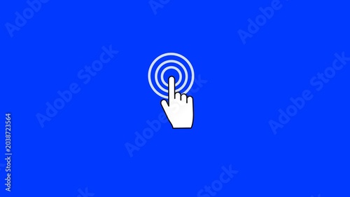 Animation of a hand clicking an icon on a computer screen. Motion graphic of a hand cursor icon. 4K video clip of a flashing mouse cursor.