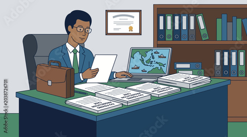 Tableau sur toile Environmental Lawyer Reviewing IUU Fishing Prosecution Case