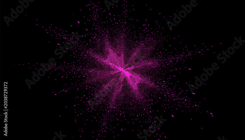 Vibrant Pink Particle Explosion Against Black Background