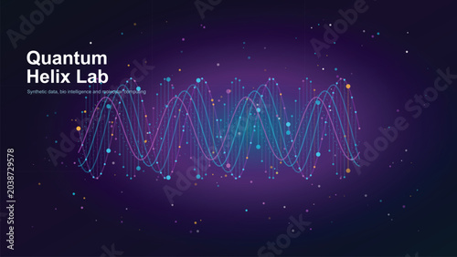 Schilderij op canvas Abstract glowing double helix data visualization a futuristic digital design wit