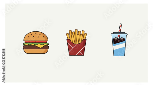 Canvas Print Fast Food Meal Burger Fries Soda.