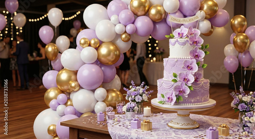 Elegant lavender orchid cake
