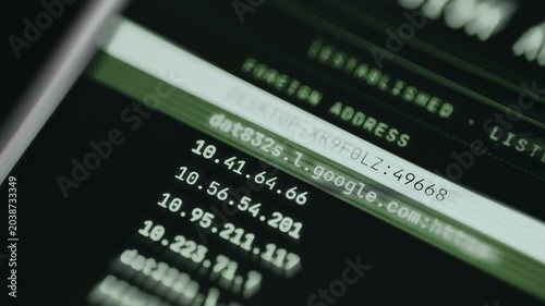 List of foreign addresses, remote web servers that the computer is communicating with