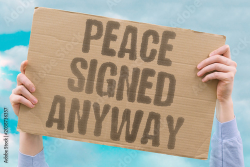 Cuadro en lienzo "Peace Signed Anyway" Signatures rarely stop the actual shooting