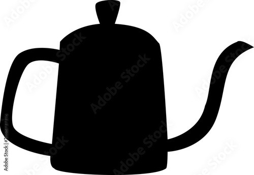 Photos Black gooseneck kettle single color icon vector coffee making illustration