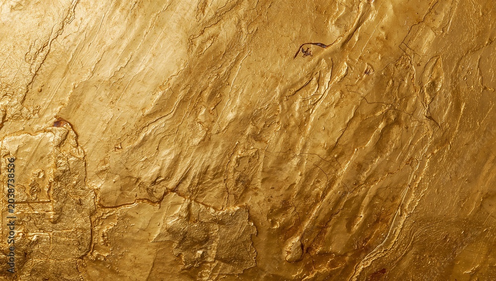 Obraz premium Close-up of Textured Gold Foil Surface with Cracks and Wrinkles