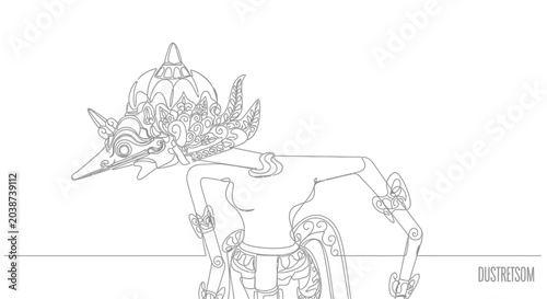 Bild auf Leinwand Indonesian Wayang Kulit Puppet Outline