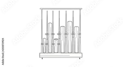 Bild auf Leinwand Abstract musical instrument, bamboo wind chime, minimalist line art