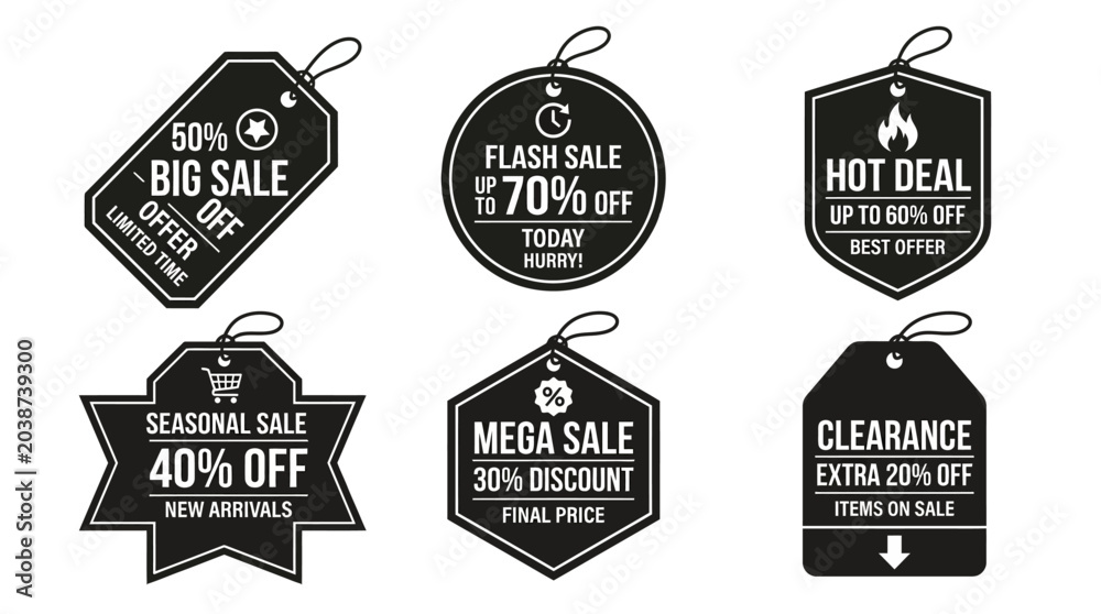 Obraz premium Black Friday sale discount tags.