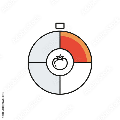 Tomato timer icon digital illustration of cooking and food preparation