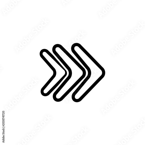 Three stylized forward arrows in black and white minimalist design