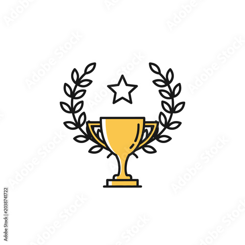 Trophy icon with laurel wreath and star for achievement and awards