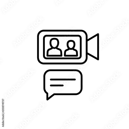 Video conference icon illustrative of online communication and connection