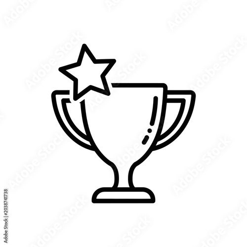 Trophy with star icon representing success achievement and victory concept