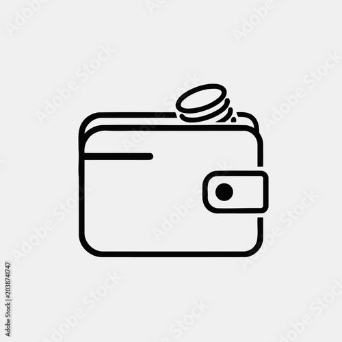 Wallet icon with coins financial concept on white background