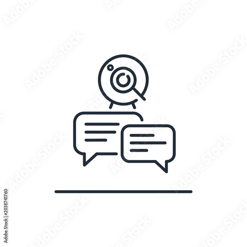 Webcam and chat bubbles icon digital communication and technology concepts