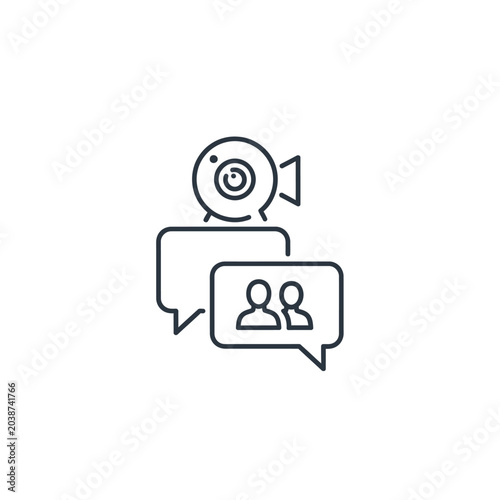 Webcam and chat bubbles icon representing online communication and connection