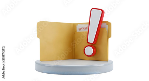 3d exclamation mark on a cardboard box