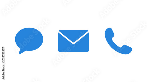 Communication icons on white background.