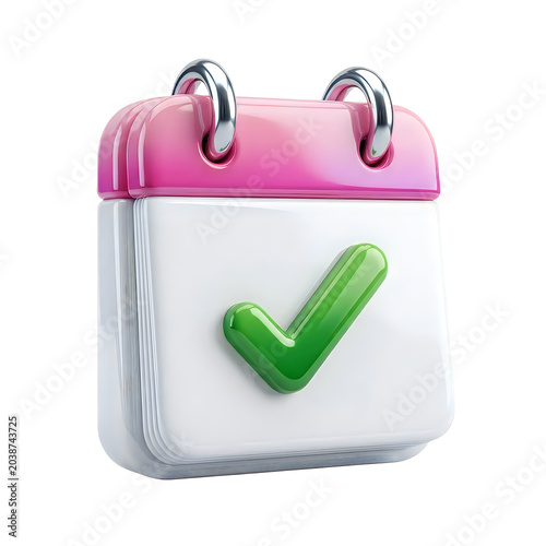 Pink calendar with green checkmark
